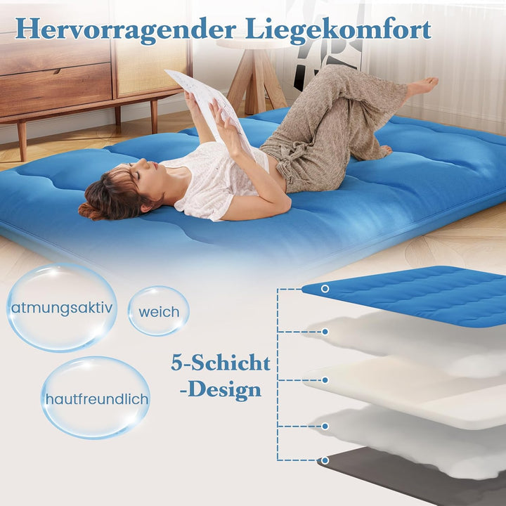 COSTWAY Japanische Futon Matratze, Tatami-Matte, Bodenmatratze, Klappmatratze mit waschbarem Bezug,