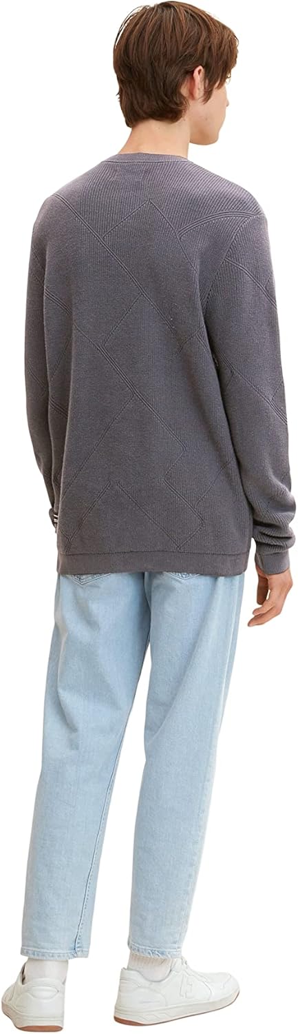 TOM TAILOR Denim Herren Strickpullover mit Struktur L 29476 - Coal Grey, L 29476 - Coal Grey