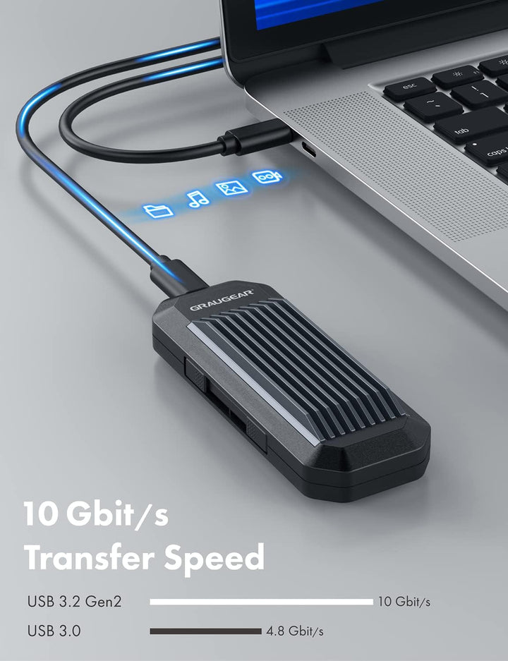 GRAUGEAR | M.2 NVMe & NGFF SSD-Gehäuse | RTL9210B für alle M.2 Länge 2280, 2260, 2242, 2230 | USB 3.