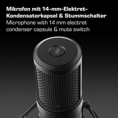 DOCKIN® MP1000 Podcast Mikrofon für PC & Mac mit extralangem 3m USB-Kabel, Streaming Mikrofon mit Dr