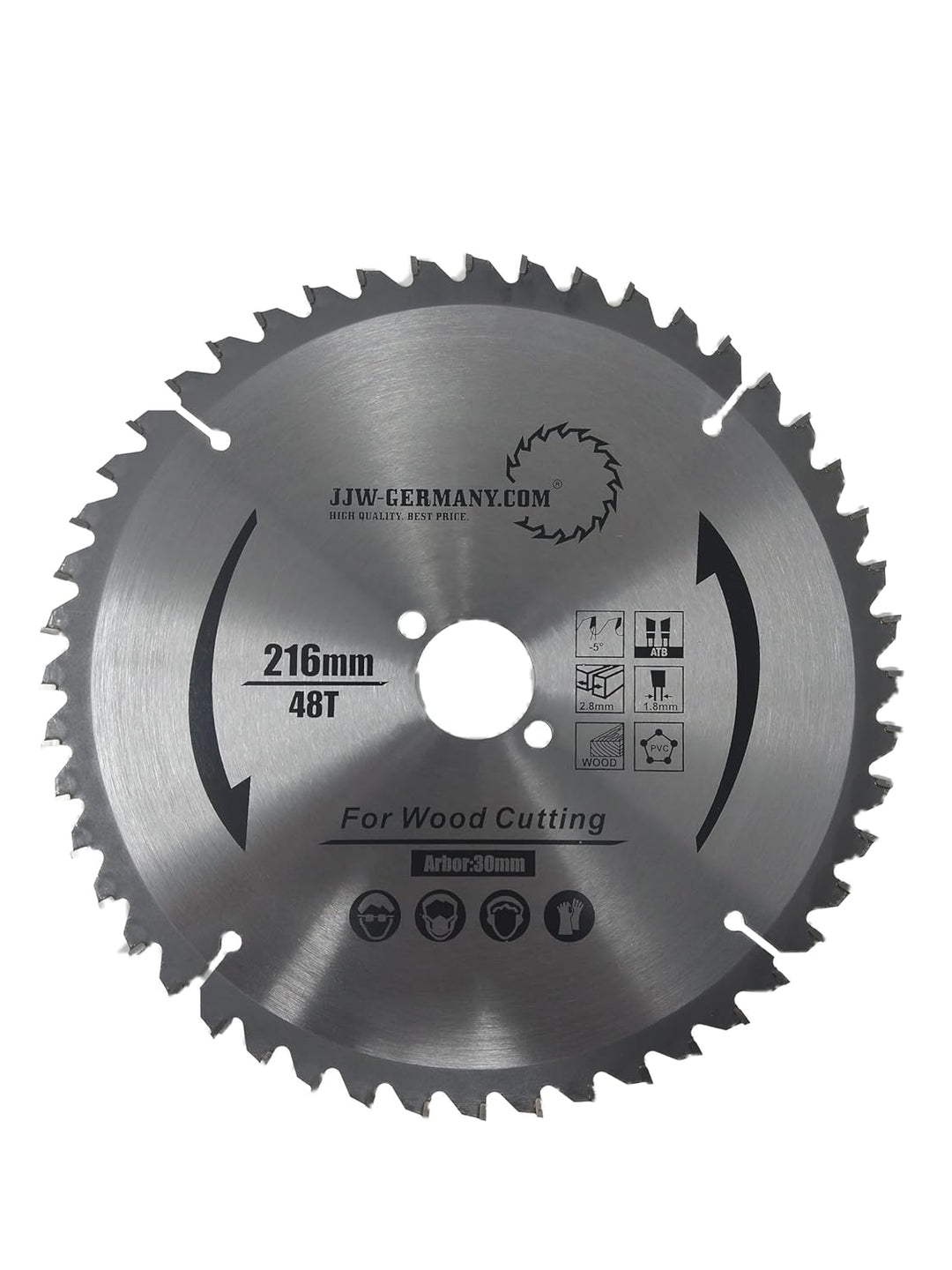 HM-Kreissägeblätter 216 x 30 negativer Spanwinkel für Kappsägen in Industriequalität (216 x 30 Z= 48