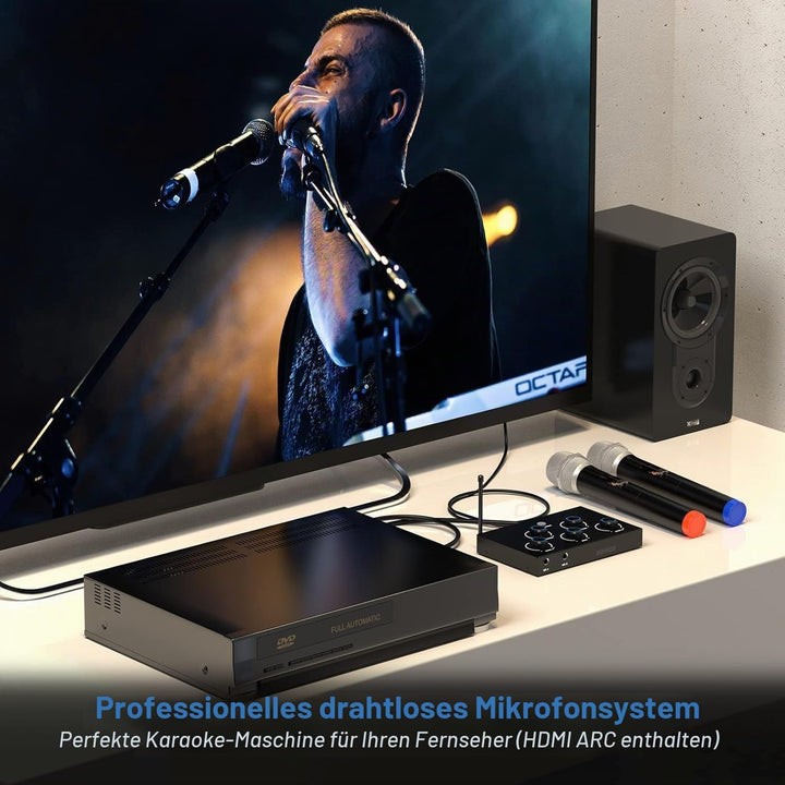 DIGITNOW! Karaoke Mikrofon Kabellos, Bluetooth Karaoke Anlage mit Drahtloses Mikrofon, Dual Funkmikr