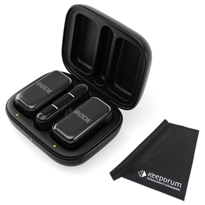 Rode Wireless Micro Drahtloses Mikrofon-System USB-C für Smartphones mit keepdrum Mikrofasertuch