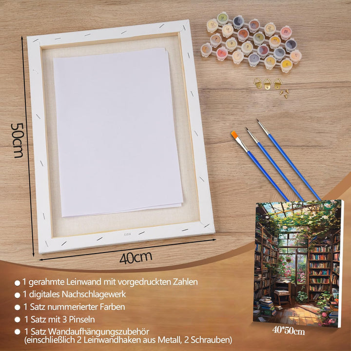 LZLHDE Malen Nach Zahlen Erwachsene mit Rahmen, Paint by Numbers Adult Blumenzimmer Knitterfreie Lei