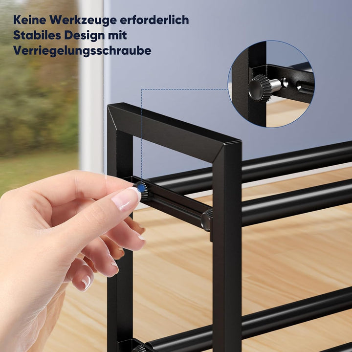 Schuhregal Platzsparend, 3 Etagen Schuhablage Ausziehbar 46.7-83.8cm | Schuhaufbewahrung Metall für