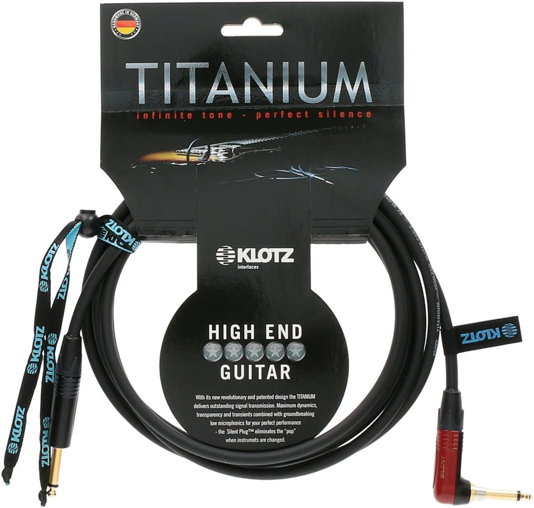 Klotz TIR0600PSP Titanium Gitarrenkabel mit Silent Plug, 6,35 mm (1/4 Zoll) gerade auf rechten Winke