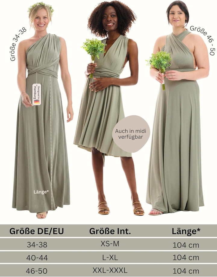 Juvell Brautjungfernkleider lang - Maxi-Kleid - Infinity-Abendkleid - Multiway-Wickelkleid - Abendkl