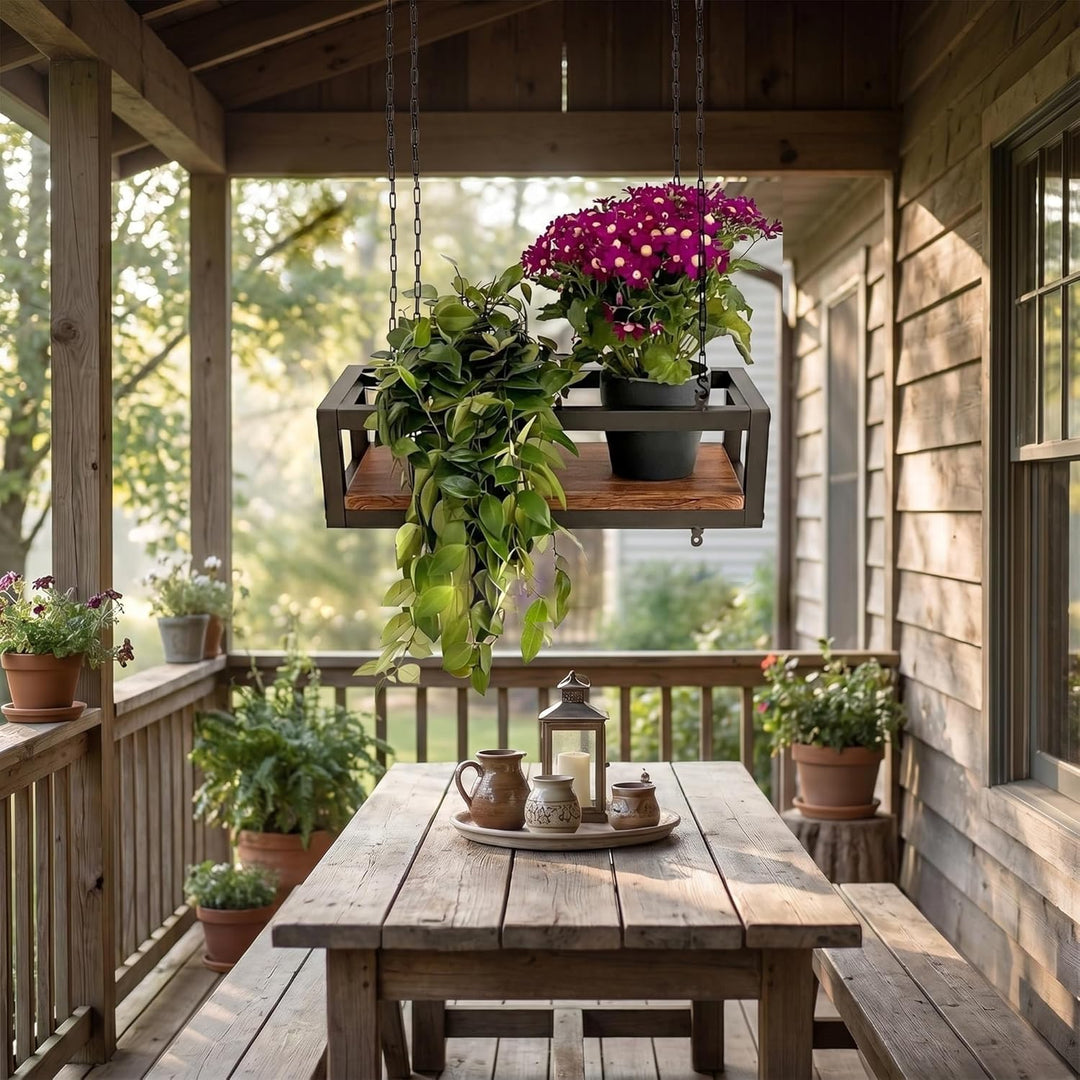 yelloo FLOWERS Hängendes Deckenregal mit Blumenketten für vertikale Garten Getränkehalter Flaschen B