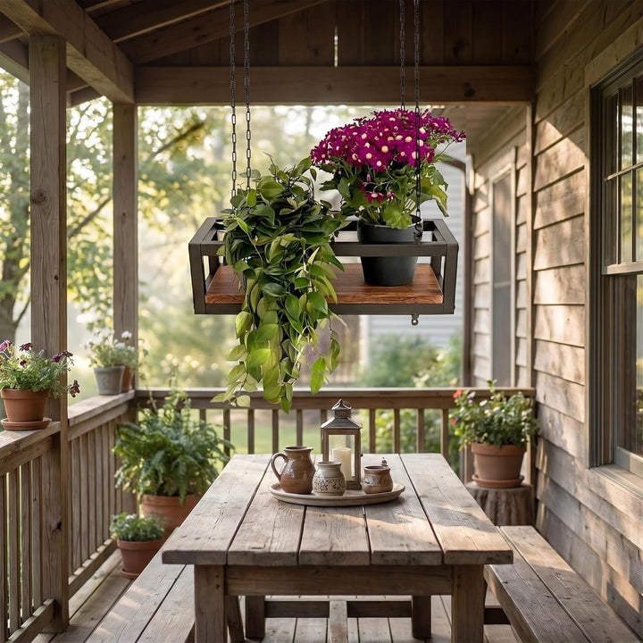yelloo FLOWERS Hängendes Deckenregal mit Blumenketten für vertikale Garten Getränkehalter Flaschen B
