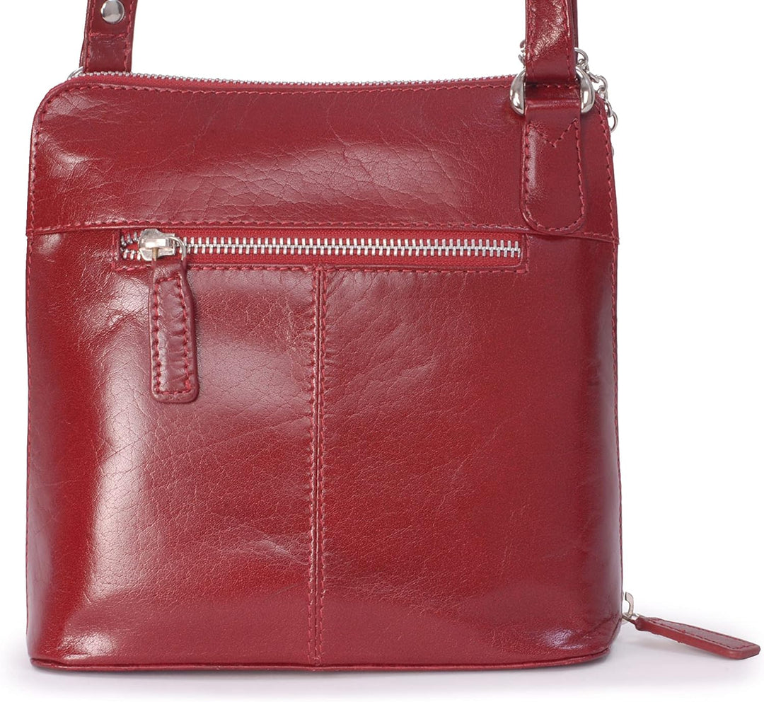 Catwalk Collection Handbags - Leder - Mittlere Grösse Umhängetasche/Schultertasche - ELEANOR Rot, Ro