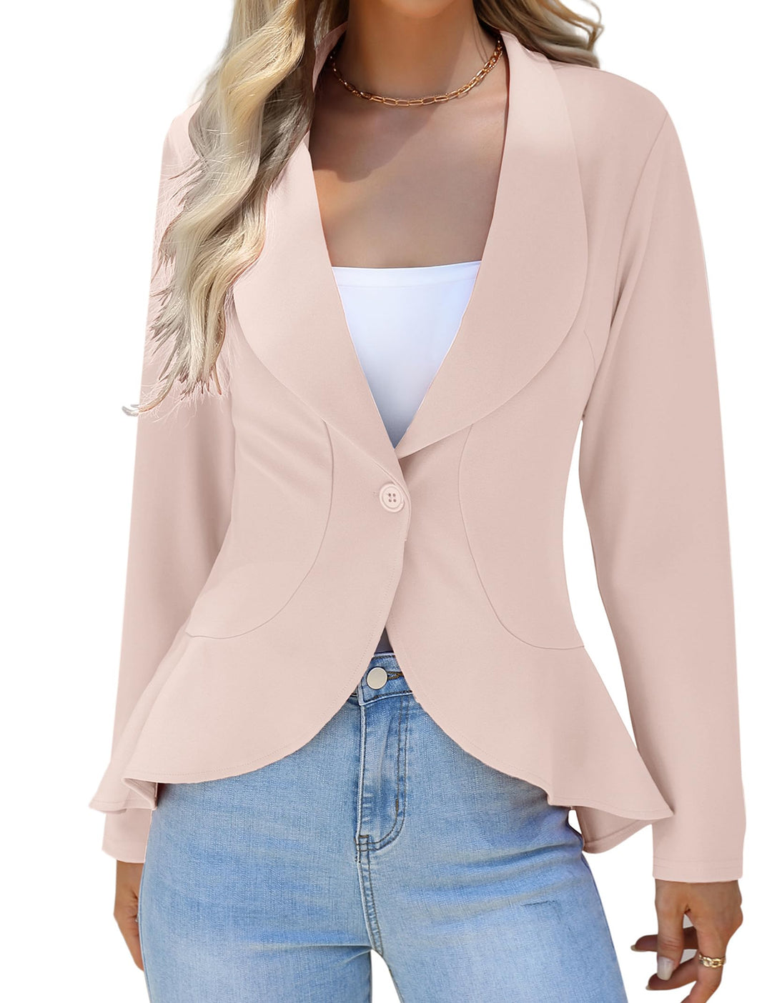 KOJOOIN Damen-Blazer Casual Open Front Cardigan Langarm-Blazer Cardigan Lässiger Arbeits-Blazer Büro
