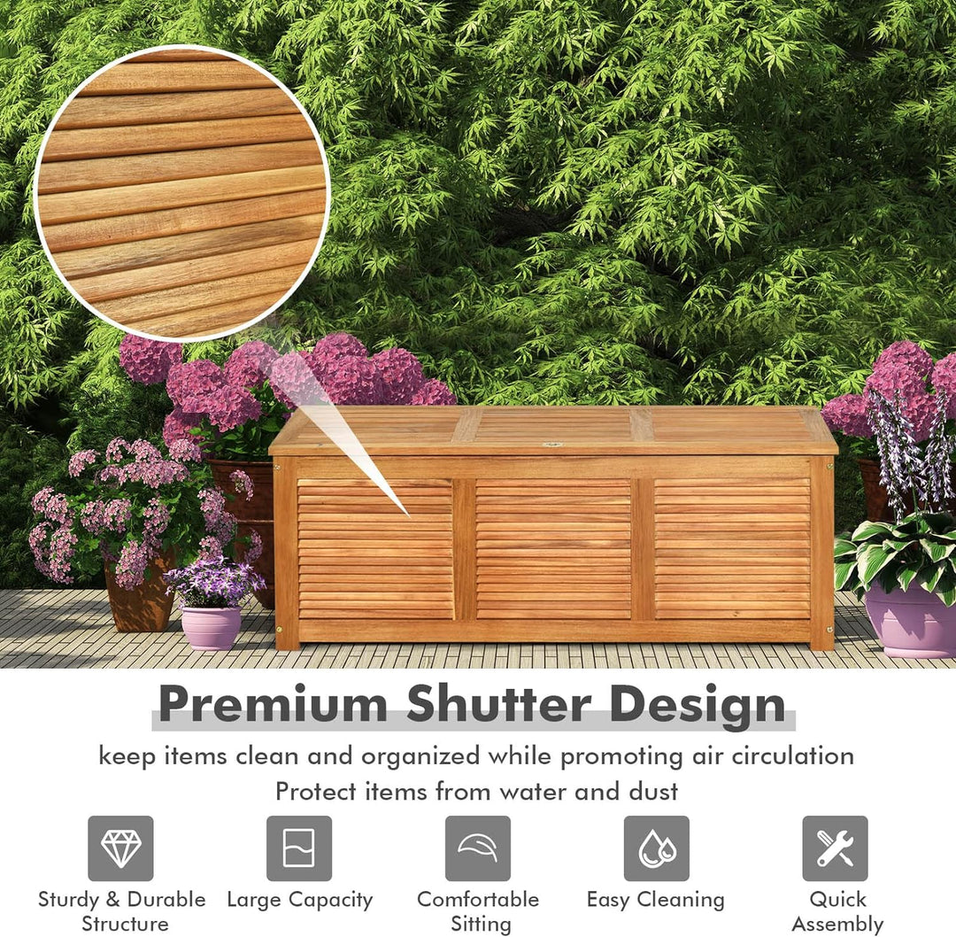 GIANTEX Auflagenbox Kissenbox Akazien Holz, Gartenbox Aufbewahrungsbox mit Deckel, 178 Liter Volumen