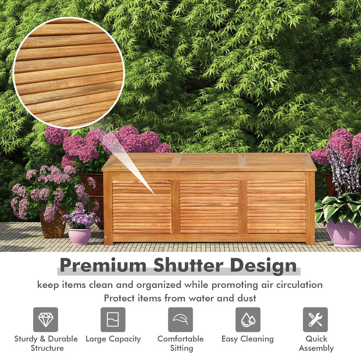 GIANTEX Auflagenbox Kissenbox Akazien Holz, Gartenbox Aufbewahrungsbox mit Deckel, 178 Liter Volumen