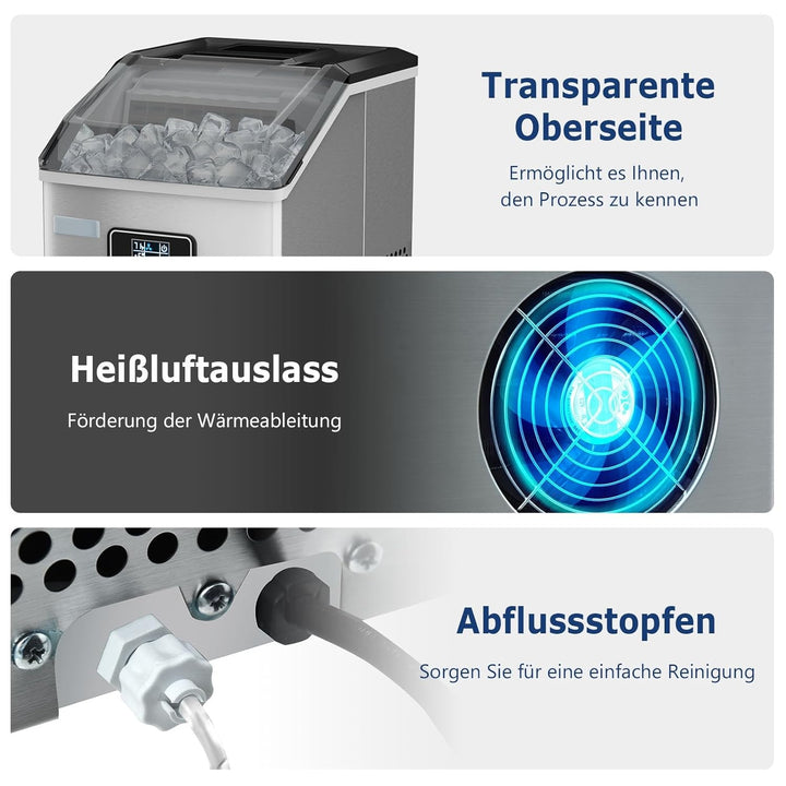 RELAX4LIFE Eiswürfelmaschine, Eiswürfelbereiter 24 Eiswürfel in 15 min, 22kg/24h, 2,4L Wassertank, I