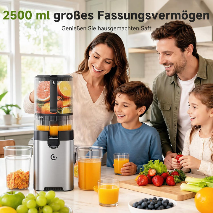 AMZCHEF Entsafter - Slow Juicer mit 158MM grosse und Grössere Einfüllschacht für Ganze Obst und Gemü