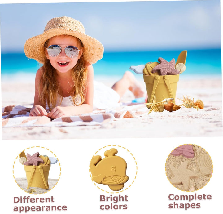 Sandspielzeug für Kinder, 8 Stück, sicheres Silikon-Strandspielzeug mit Schaufel, Eimer und Sandform