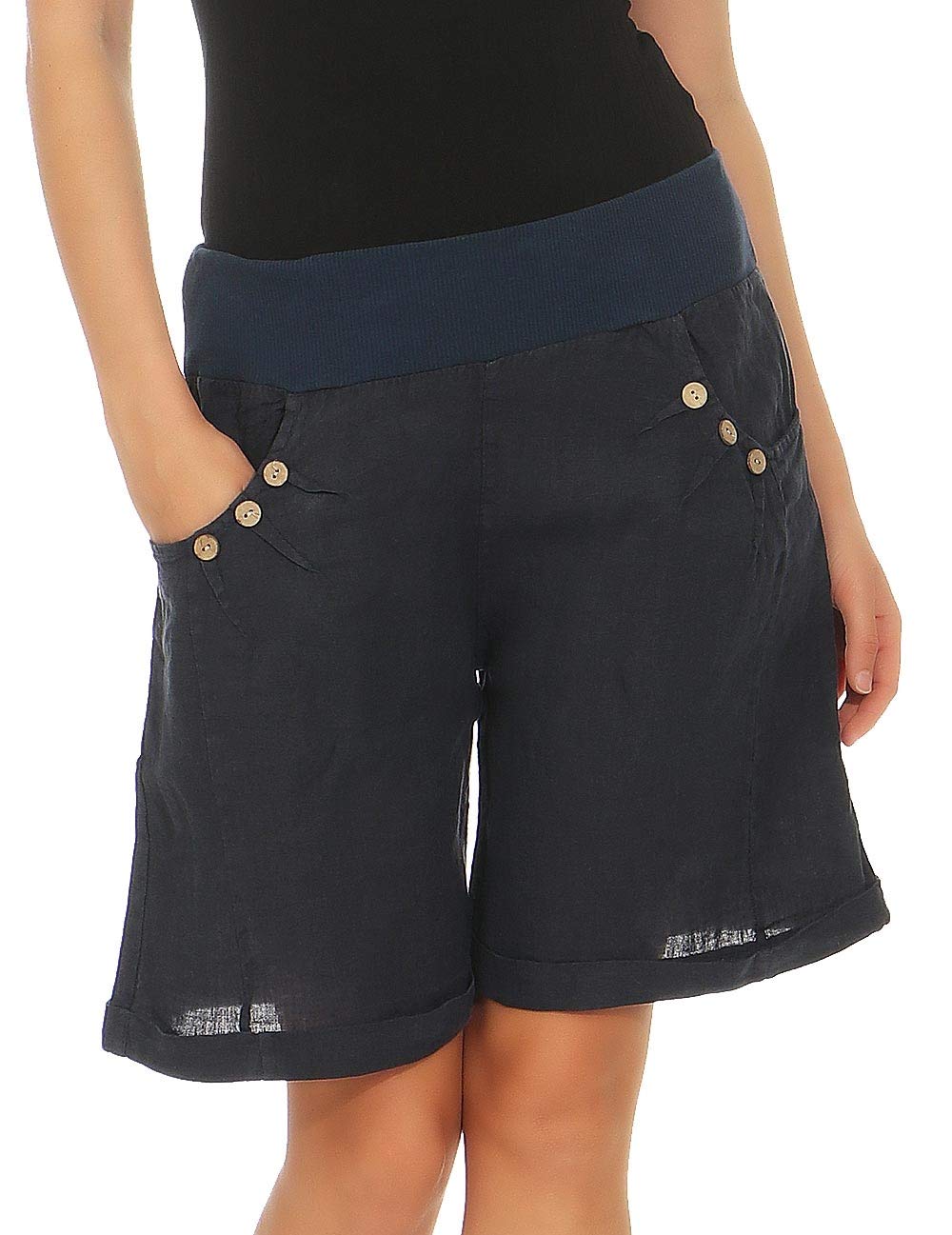 Malito Damen Bermuda aus Leinen | Shorts für den Strand | lässige Kurze Hose | Pants - Hotpants 8024