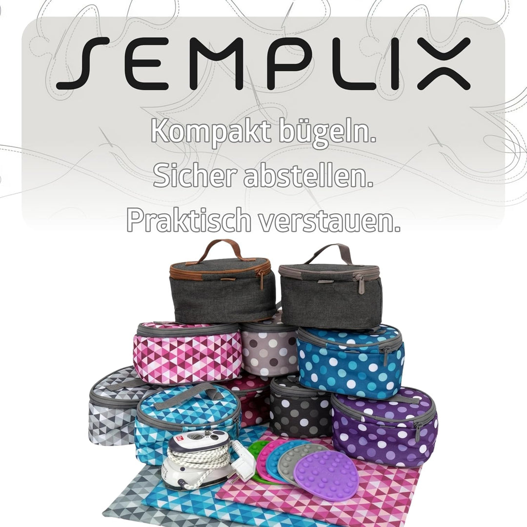 Semplix Bügelset 4-teilig mit Prym Mini-Dampfbügeleisen – Diamond Design mit Bügelunterlage, Silikon
