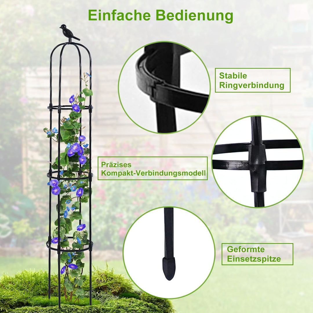 Garten Obelisk Rankhilfe, Rosen Rankgitter Rostfrei Trellis für Kletterreben Clematis Gurken,170cm,S