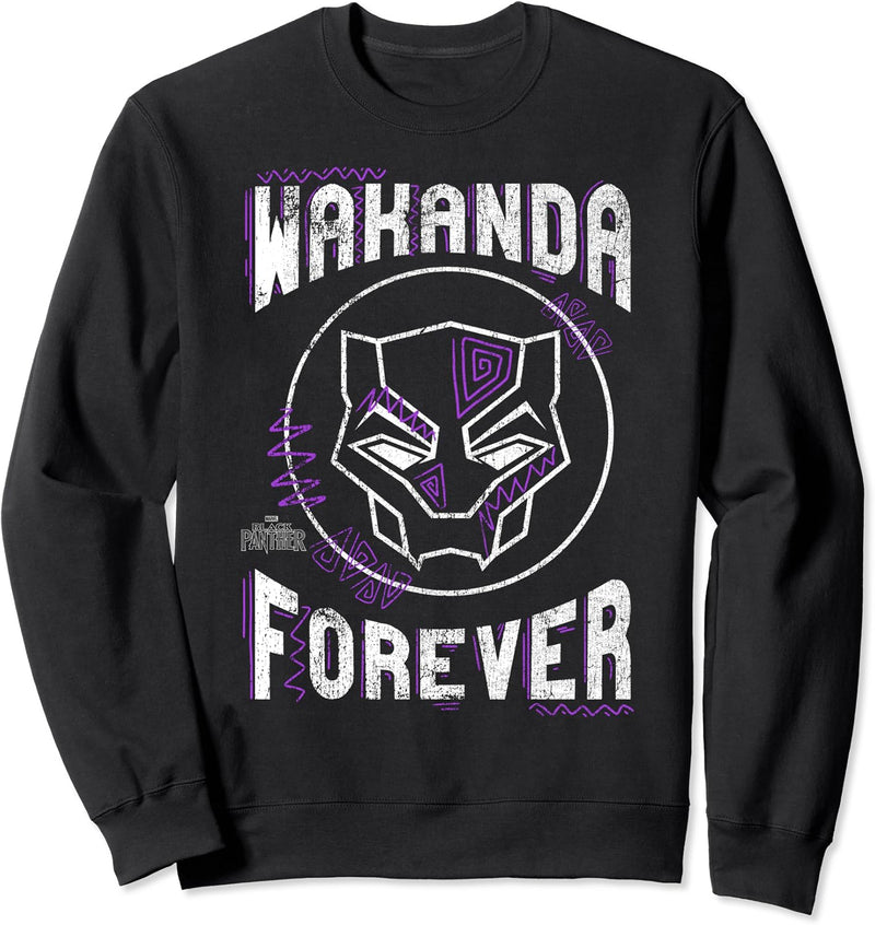 Marvel Black Panther Wakanda Forever Purple Tribal Sweatshirt