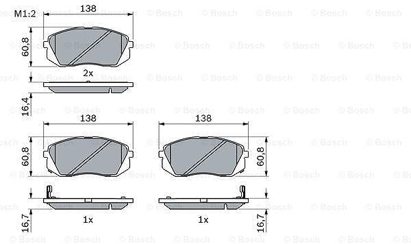 Bosch BP1344 Bremsbeläge - Vorderachse - ECE-R90 Zertifizierung - vier Bremsbeläge pro Set