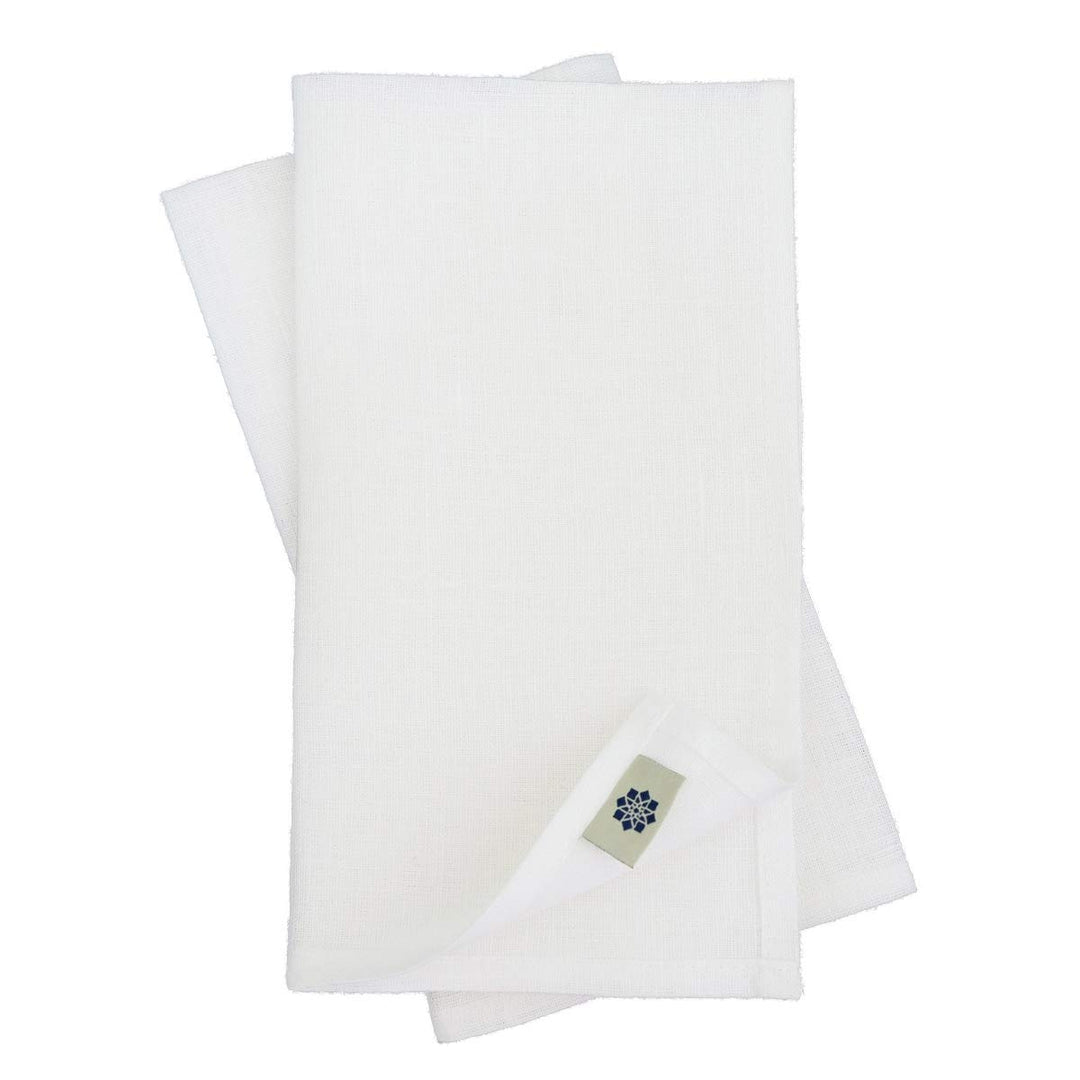 Linen & Cotton 4 x Stoffservietten Leinenservietten Amelia, Weiss - 50% Leinen, 50% Baumwolle, (47 x