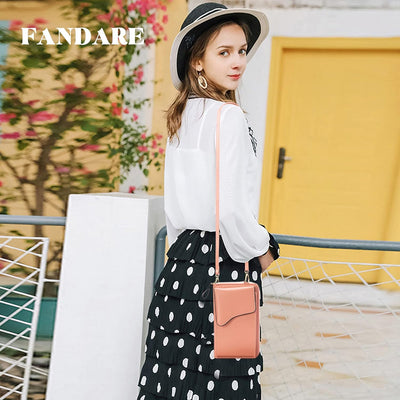 FANDARE Crossbody Tasche Damen Handy Umhängetasche Handytasche zum Umhängen Schultertasche PU Leder