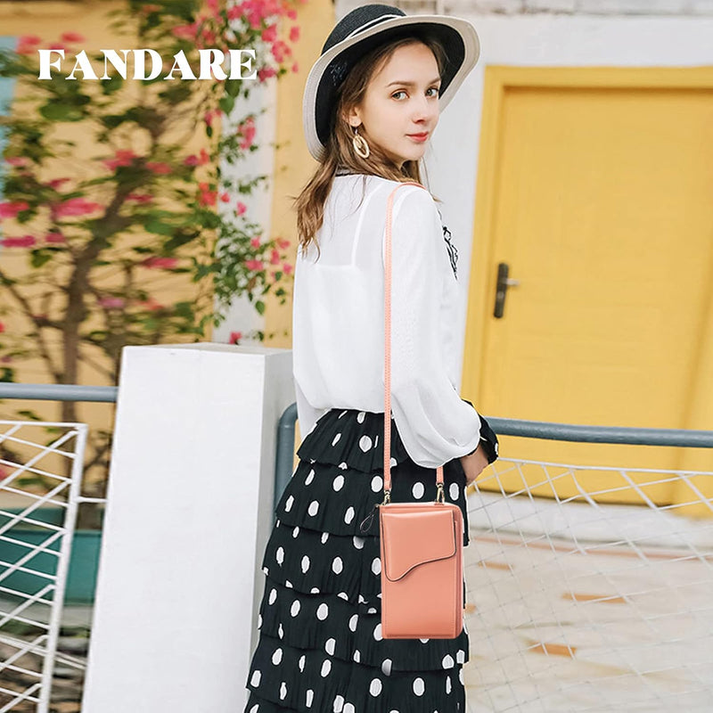 FANDARE Crossbody Tasche Damen Handy Umhängetasche Handytasche zum Umhängen Schultertasche PU Leder