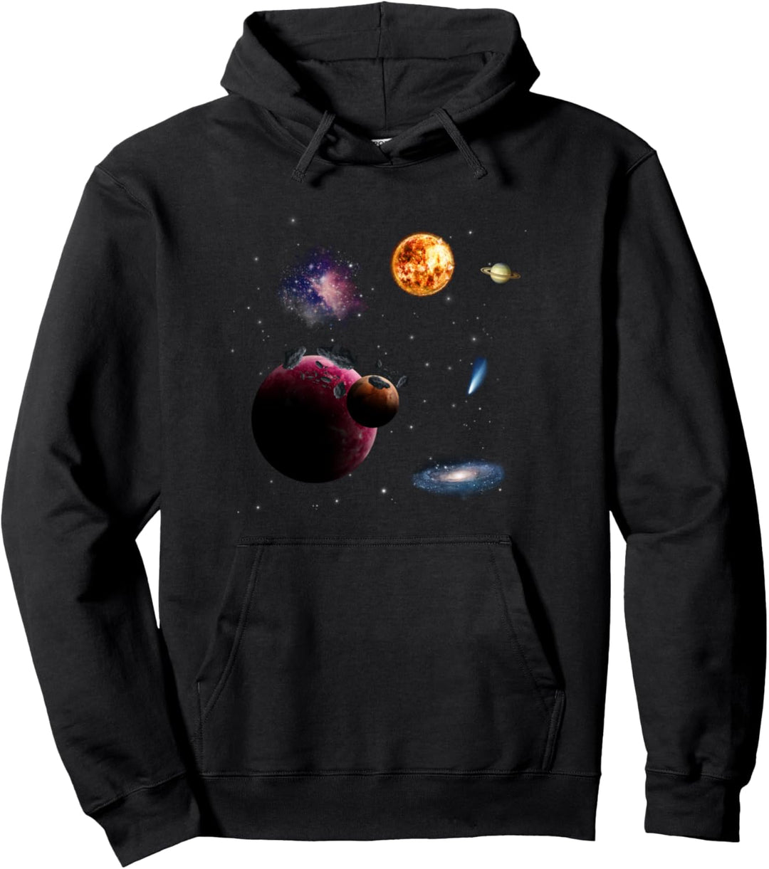 Weltraum Motiv Universum Sterne Sonnensystem Planet Design Pullover Hoodie