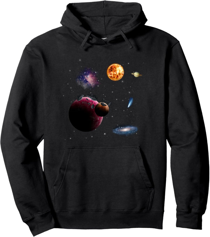 Weltraum Motiv Universum Sterne Sonnensystem Planet Design Pullover Hoodie