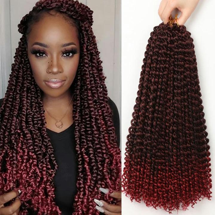 Passion Twist Hair, 7 Packungen 18-Zoll-Wasserwellen-Häkelhaar für langes böhmisches Haar Flechten v