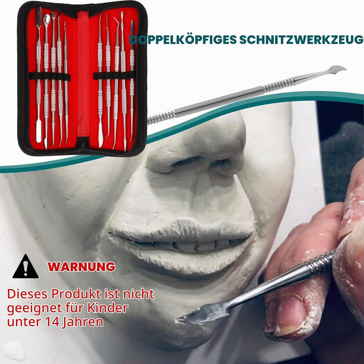 10 Stück Doppelendiges Wachs Ton Skulptur Schnitz,Edelstahl Ton Wachs Schnitzwerkzeug,Wachsschnitzer