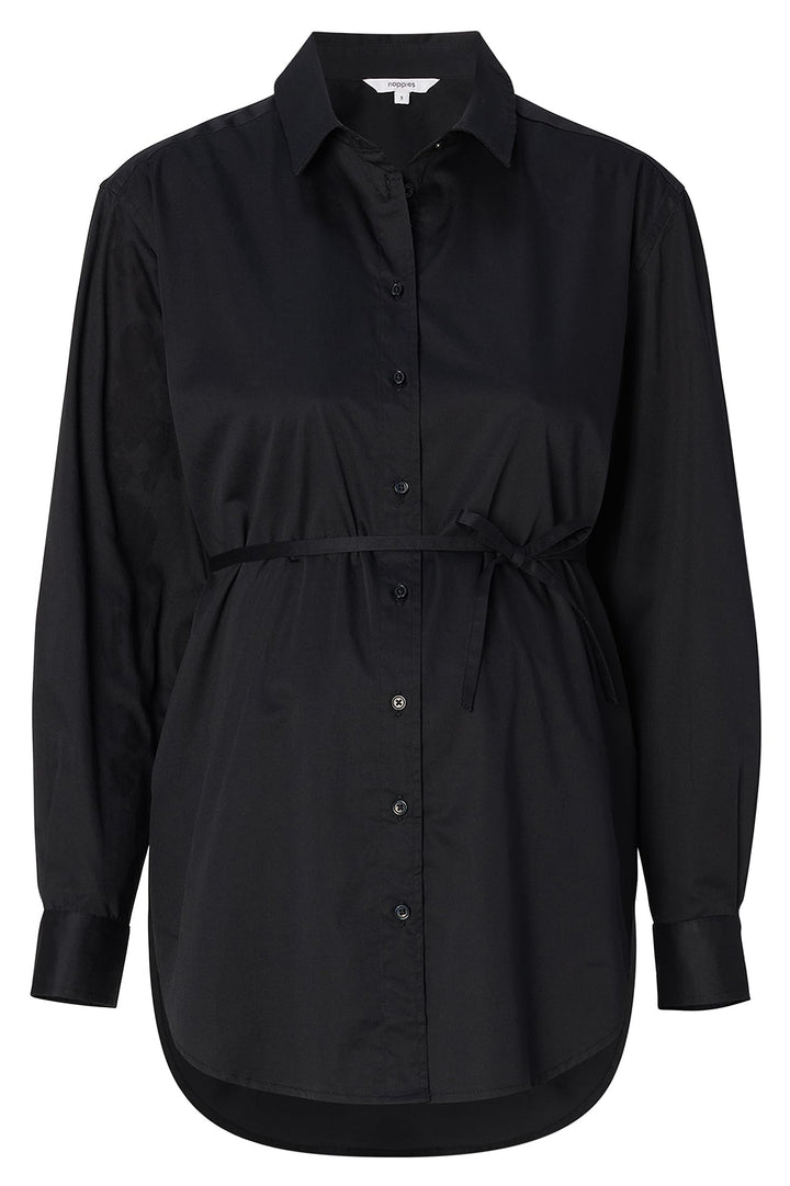 Noppies Damen Arles Nursing Blouse Ls Bluse L Black - P090, L Black - P090