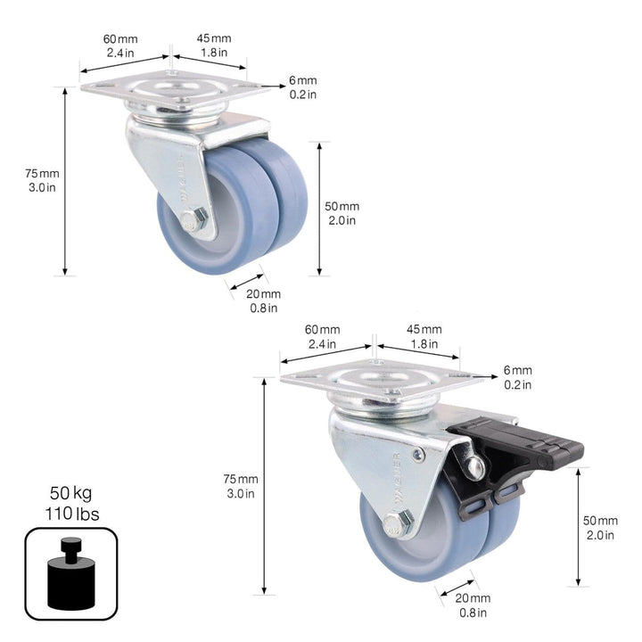 WAGNER Strandkorbrollen 4tlg. Set/Apparaterollen/Doppelrollen - ULTRASOFT - Durchmesser Ø 50 mm, Bau