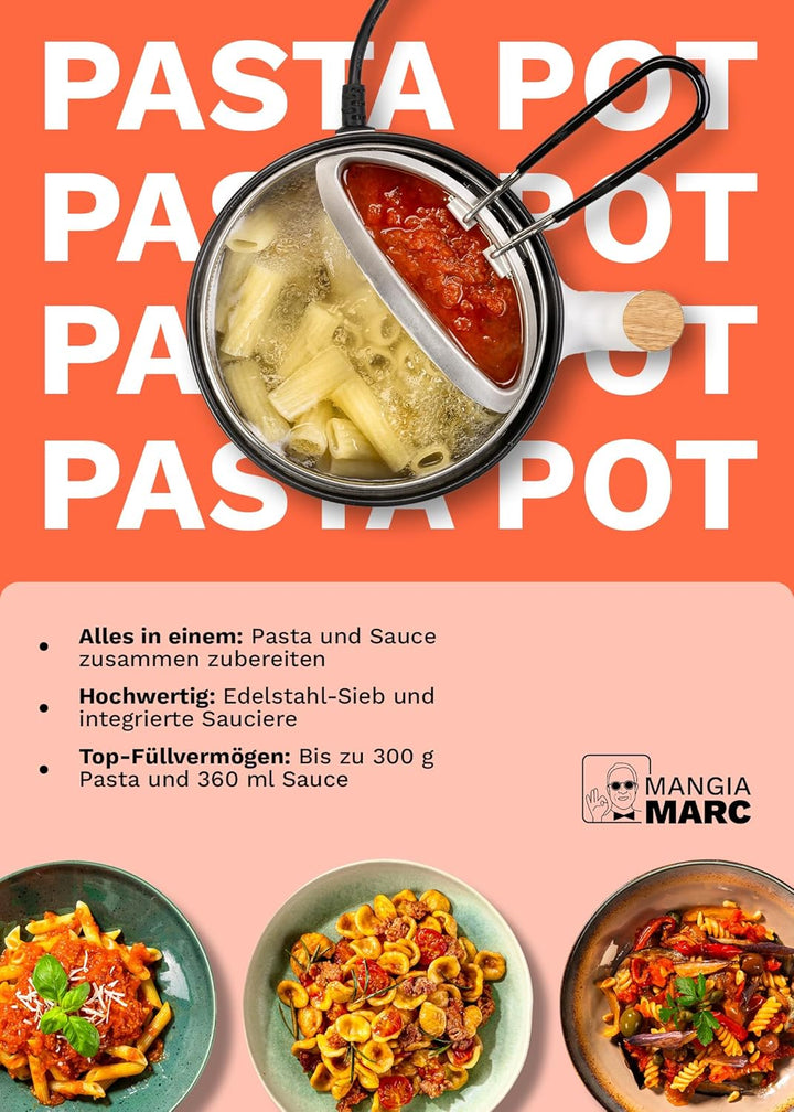 All-In-One Pastapot I Nudelkocher mit Sieb & Sauciere | Pasta & Sosse in nur 5 Minuten I Vollelektri