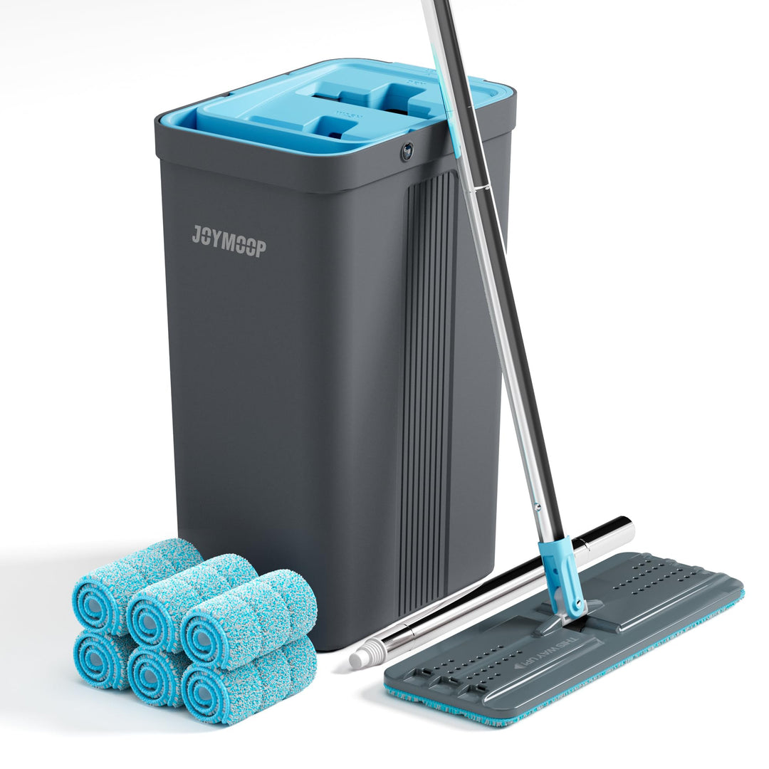 JOYMOOP Wischmopp und Eimer Set mit Auswringer, Mops für Bodenreinigung, Wandwischerreiniger mit lan