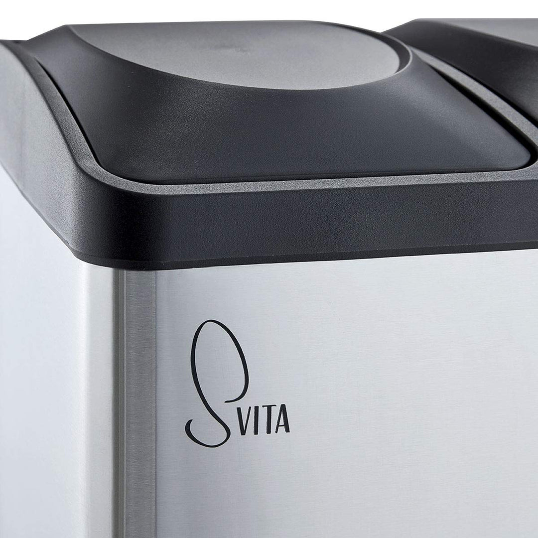 SVITA TC2Combo35 Edelstahl Mülleimer 35Liter Silber kombiniert 12L+23L doppelt Abfalleimer Küchen-Ei