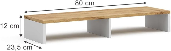 Vicco Monitorständer Tomy, Weiss/Goldkraft Eiche, 80 x 12 cm, Weiß/Goldkraft Eiche