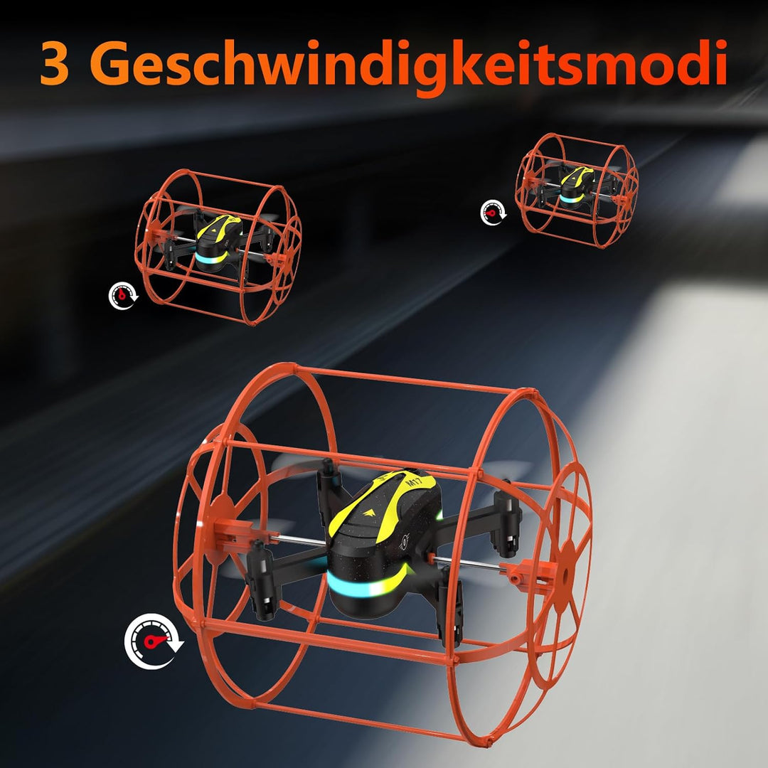 M17 Mini RC Quadrocopter Drohne mit Schutzschild Land Air Dual Modus Ein Knopf Start Landung 3D Flip
