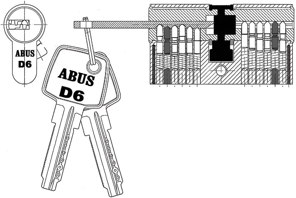 ABUS Türzylinder D6N - Schliesszylinder für Wohnungstüren, vernickelt, 45x45 mm - 33839 45x45 mm Ver