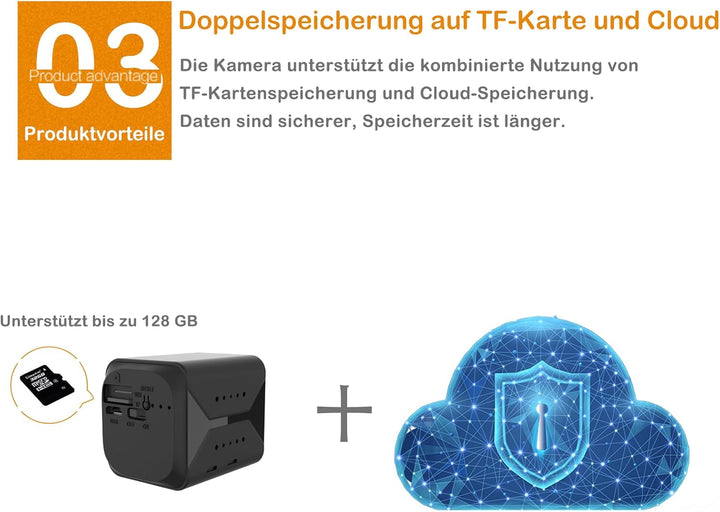 4G-Niedrigstrom-Überwachungskamera Mini Kamera, 140-Grad-Ultra-HD-Weitwinkelobjektiv, mit HD Nachtsi