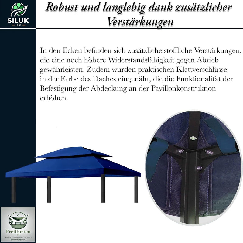 freigarten.de Ersatzdach für Pavillon 3x4 Meter Wasserdicht Material: Panama PCV Soft 370g/m² extra