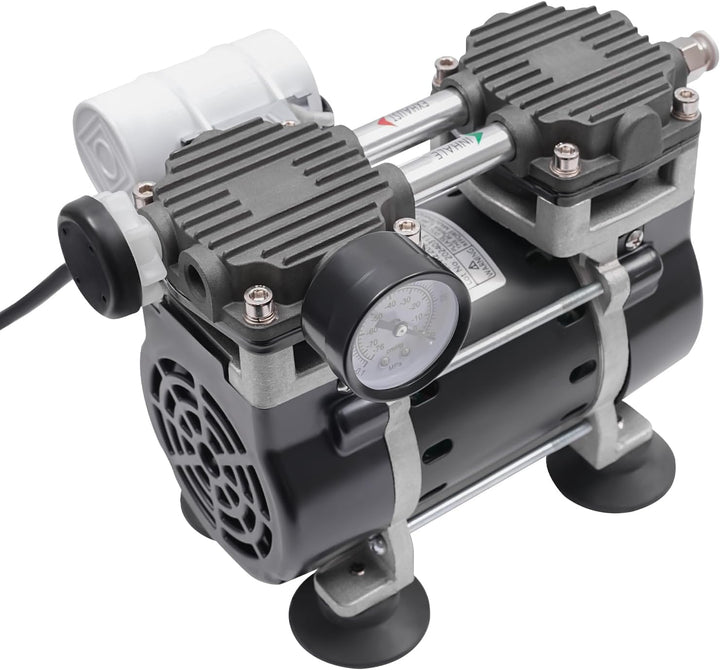 VonVVer Airbrush Kompressor - Vakuumpumpe 48dB Airbrushkompressor 2 Zylinder ölfrei Druckluft Kompre