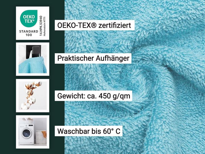 ZOLLNER 5er Set Duschtücher in 70x140 cm - Flauschige Badehandtücher aus Baumwolle - mit moderner St