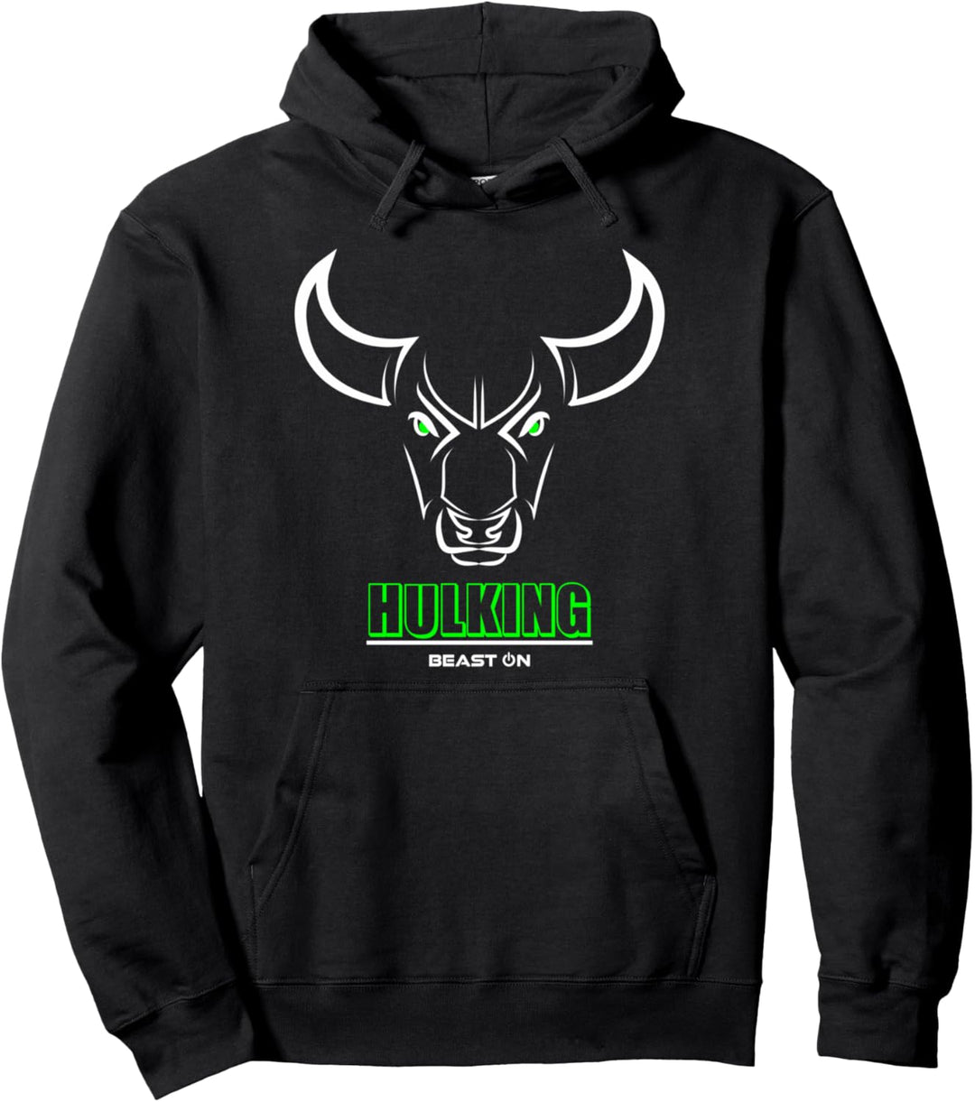 Stier Bulle Kopf Hulking Grün Gym Workout Fitness Training Pullover Hoodie