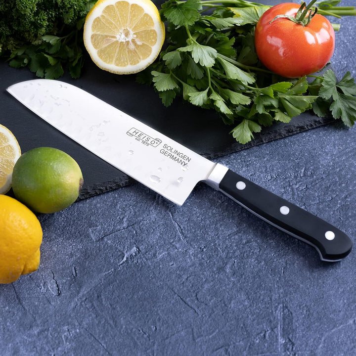 HEISO - Santoku Messer - PREMIUM SERIE - rostfreie 18cm Klinge - Küchenmesser Made in Solingen - San
