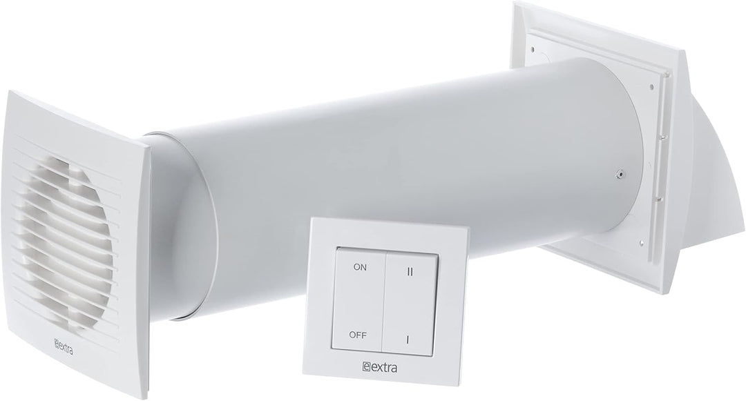 Steinberg14 Ø 100mm Weiss Dezentrale Einzelraumlüftungsanlage mit Wärmerückgewinnung 85% - mit Schal