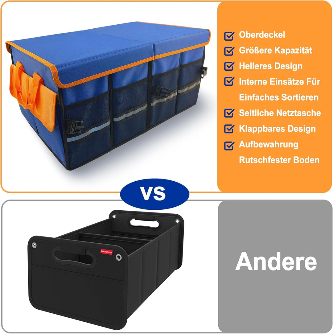 Premium Auto Kofferraumtasche mit Deckel, Praktisch 600D Oxfordstoff Kofferraum Organizer, Wasserdic
