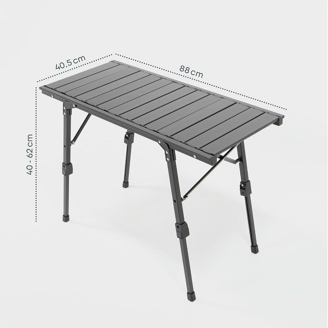BOXIO - Table: Klappbarer Campingtisch 88x40 wetterfest stabil &amp; faltbar höhenverstellbarer Outdoor