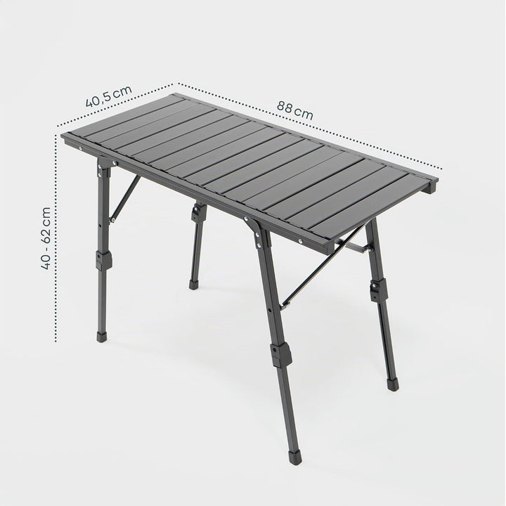 BOXIO - Table: Klappbarer Campingtisch 88x40 wetterfest stabil &amp; faltbar höhenverstellbarer Outdoor